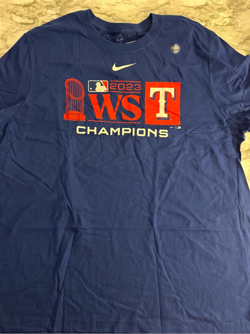 NWT Nike Texas Rangers 2023 World Series Champions T-Shirt Blue Men’s XXL